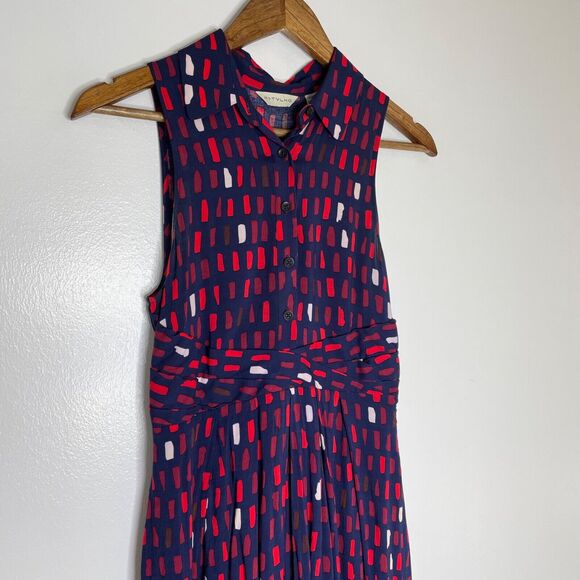 11-1-Tylho Anthropologie Blue Dash Sleeveless Maxi Dress Size XS Women’s - Picture 3 of 12